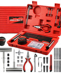 68-Piece All-in-One Heavy Duty Pro Grade Tire Plug Kit With Pressure Gauge, Spiral Probe And Insertion Needle, open case display