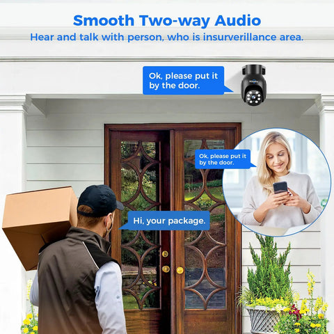 All In One Wireless Security Camera System With 15 Inch LCD Monitor, two-way audio demonstration at a house entrance