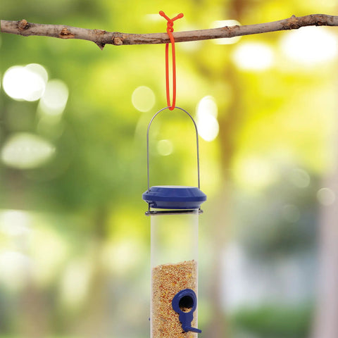 Gear Tie Original ProPacks Reusable Rubber Twist Ties For Indoor And Outdoor Use With Bendable Wire Core holding bird feeder