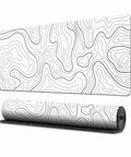 Extended White Topographic Gaming Mouse Pad Desk Mat 31.5 Inch By 11.8 Inch Long XL Pad For Gaming And Office, Ultra Smooth Surface