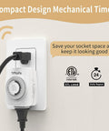 Compact Indoor Mechanical Timer For Electrical Outlets 2 Prong Plug In Outlet Daily Repeating Light Timer In Use