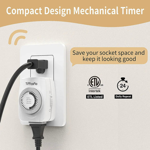 Compact Indoor Mechanical Timer For Electrical Outlets 2 Prong Plug In Outlet Daily Repeating Light Timer In Use