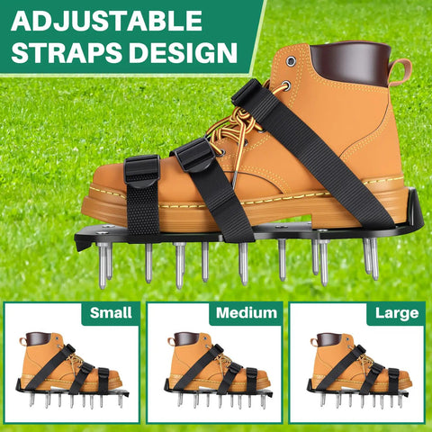 2 Pairs Lawn Aerator Shoes With Adaptable Straps Heavy Duty Spiked Sandals with adjustable straps for lawn aeration