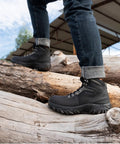 Steel Toe Boots For Men Work Shoes With Puncture Resistant Plate And ASTM F2413 18 Safety Standard, outdoors, black, size 8 UK