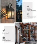 Matte Black Outdoor Wall Sconce With Seeded Glass 15 Inch Front Porch Light Fixture Exterior Wall Mount shown in rainy and snowy weather conditions, highlighting its weather-resistant features.