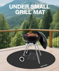 Charcoal grill on 36 Inch Fire Pit Mat 3 Layer Fireproof Heat Resistant Under Grill Mat Double Sided Silicone Deck And Patio Protector Round BBQ Mat Easy To Clean Reusable on wooden deck