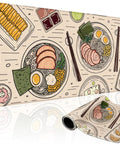 Japanese Ramen Themed XXL Gaming Mouse Pad 31.5 By 15.7 Inches With Illustrated Food Pattern Non Slip Rubber Base Desk Mat