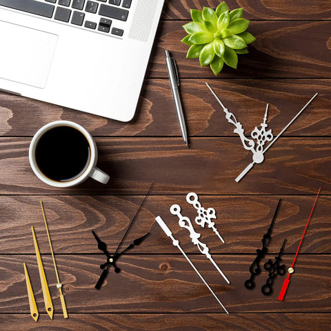 Seven High Torque Quartz Clock Movements Replacement Kit With Ten Pairs Of Hands For DIY Clock Repair Includes Seven Gaskets And Hooks And Shaft Lengths 12mm 15.5mm And 21.5mm Perfect For Crafty Home Clock Projects