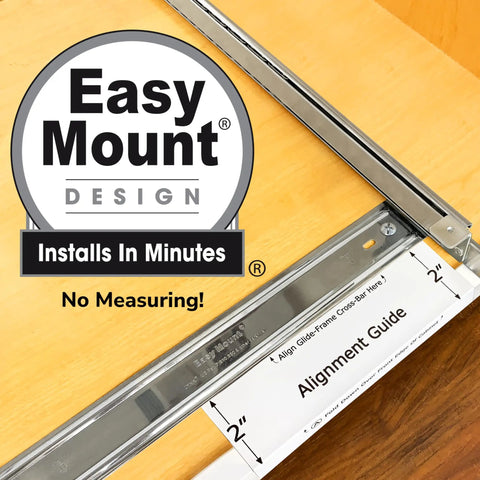 Heavy Duty Adjustable Cabinet Pullout Organizer sliding rail installation detail with alignment guide for easy setup.