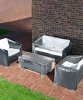 Clear Patio Furniture Covers 4 Piece Set Waterproof Heavy Duty Outdoor Sofa Armchair Love Seat And Table Covers