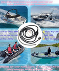 Outboard Fuel Line Hose Kit 5/16 Inch 10 Ft Replacement For Yamaha Mercury Johnson Marine Outboards 4 HP To 200 HP With Primer Bulb Tank Quick Female Connector And Fuel Filter shown with various boats