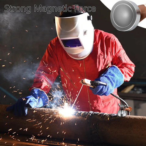 Welder using Two Pack Magnetic Welding Ground Clamp Set For Heavy Duty Welds And Quick Grounding On Ferrous Metals