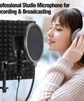 Microphone Isolation Shield With Foam Panel And Pop Filter Foldable Tripod Stand For Easy Setup Space Saving Studio Shield