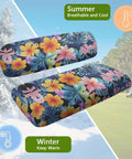 Tropical Flower Golf Cart Seat Cover Set Front And Rear With Breathable Fabric And Split Backrest on seasonal background