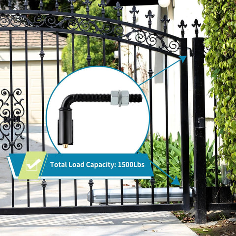 Skelang J Bolt gate hinge, heavy-duty black welded barrel hinge with 1/2 inch bolt, pair, 1500 lbs capacity.