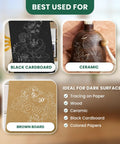 Image showing Graphite Transfer Paper Set for Artists and DIYers on black cardboard, ceramic, and brown board surfaces.
