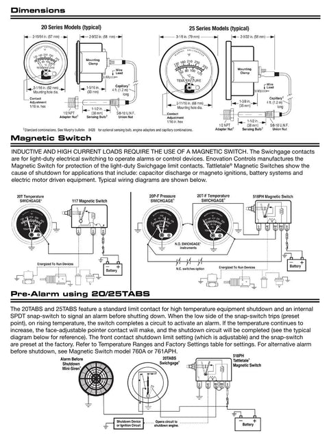 Must-Have Industrial Temperature Swichgage With Built-In Switch For Alarm And Shutdown instructions and diagrams