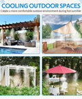 Outdoor Misting Cooling System Kit With 27 Brass Nozzles And Three Quarters Inch Brass Adapter, 98 Feet Long, Pre Assembled For Patio