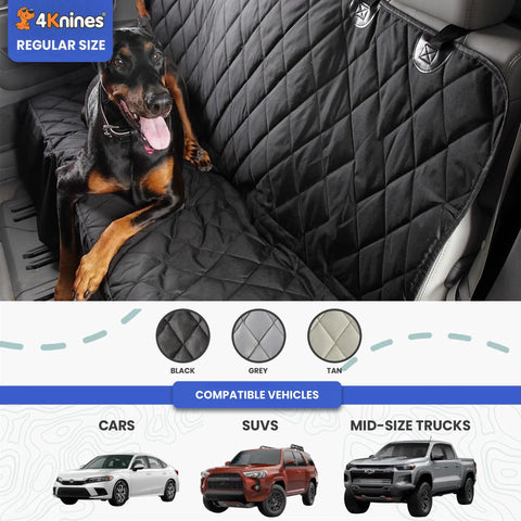 Back Seat Dog Car Cover Without Hammock 54 Inches Wide Waterproof Non Slip Heavy Duty Seat Protector with dog on backseat