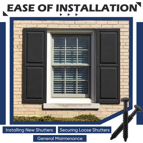 36 Pack Vinyl Shutter Fasteners Featuring Heavy Duty 3 Inch Stainless Steel And Black Plastic Spike Anchors With Secure Caps For Rock Solid Exterior Trim And A Zero Fuss Install on window shutters.