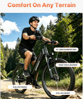 Rider on High Power 1500W Peak Ebike for Adults with 48V 12Ah Removable Battery, 26 Inch Step Through City Cruiser on trail