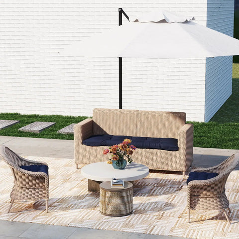 Outdoor Bench Cushion Tufted 44x22x4 Inch Loveseat Pad for Patio Furniture Garden Wicker Chair Porch Swing Indoor Outdoor Use Fade Resistant Waterproof Dark Blue Comfy All Weather Ready on wicker loveseat outdoors