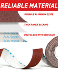 Close-up of Emery Cloth Roll Kit With Six Grits 80 120 240 320 400 600 Pro Grade One Inch By 19.7 Foot showing material layers