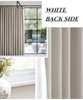 90 Inch Blackout Curtains For Living Room With Thermal Insulation And Noise Reduction Ivory Cream Set Of 2 Panels, white backing detail