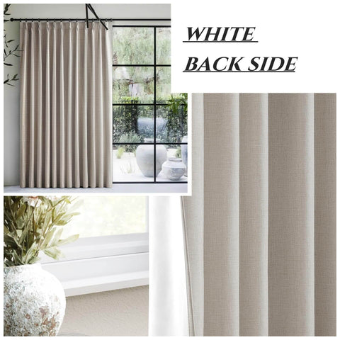90 Inch Blackout Curtains For Living Room With Thermal Insulation And Noise Reduction Ivory Cream Set Of 2 Panels, white backing detail