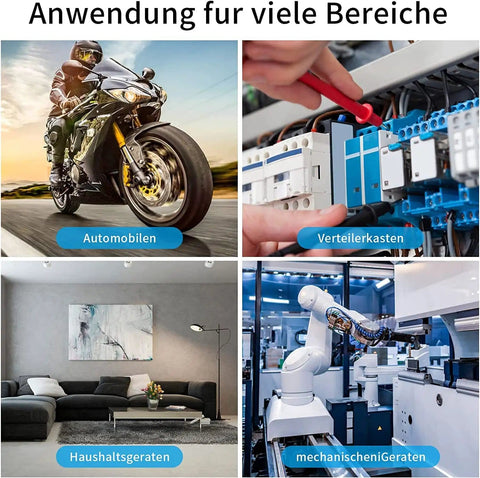 Applications showing a motorbike, control box, living room, and robot arm for 320 Piece Non Insulated Ring Fork U Type Female Terminal Kit