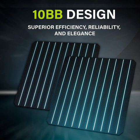 Close-up of 10BB 35W 12V Solar Panel High Efficiency Monocrystalline PV Module for Off Grid Systems with dual cell design.