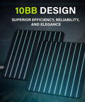 Close-up of the 10BB cell design in the 35W 24V High-Efficiency Monocrystalline Solar Panel for Off-Grid Power.