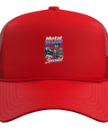 Cool Red Machinist Trucker Hat Featuring Gauge Square And Vise Design For CNC Tools Guys With Mesh Back Adjustable Fit