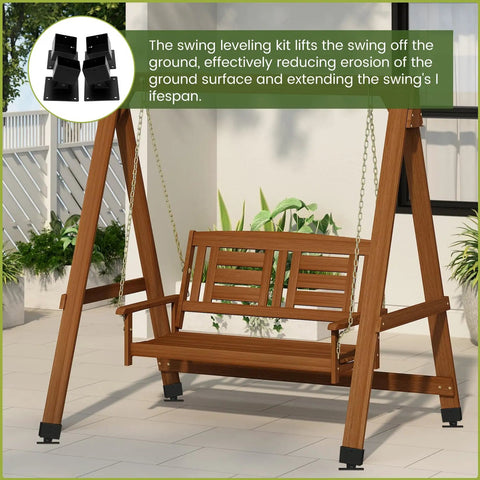 Adjustable Swing Bracket Kit For Wood 4x4 Swing Posts, Leveling Anchor To Boost Stability And Safety, Four Pack With All Install Accessories, Keeps Wooden Legs Off Damp Ground For Longer Life
