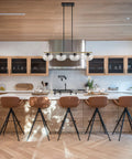 Grove 38 Inch 4 Light Dope Modern Farmhouse Kitchen Island Light With Schoolhouse Glass Shades In Smoked Birch Finish