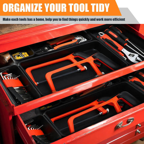 100 Pack Toolbox Organizer Trays And Drawer Dividers Set In 5 Sizes For Garage Home And Office Storage Black Plastic Bins For Tools