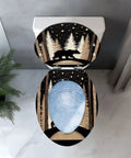 Elongated Toilet Seat Resin for Bathroom featuring a bear design, suitable for standard elongated toilets.