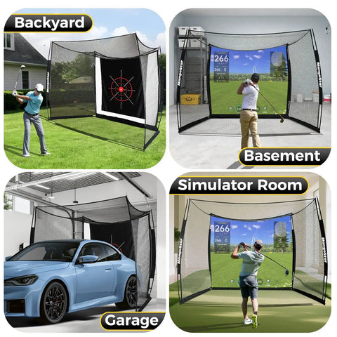 11x8Ft Golf Practice Net With High Density Impact Screen And Target Cloth Built Tough Swing Cage for various indoor and outdoor setups