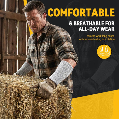 Killer Grip Level 5 Cut Resistant Sleeves Heavy Duty Forearm Guards With Snug Elastic Velcro Strap Secure Them In Place For Rough Yard Work Mechanic Repairs Or Trimming Thorny Bushes Keep Your Arms Safe No Sweat