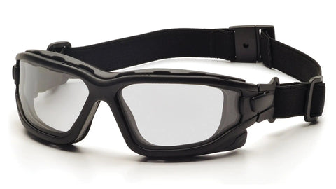 I Force Sporty Dual Pane Anti Fog Goggle With Black Frame And Clear Anti Fog Lens Dual Pane Outer Polycarbonate Shield With Inner Anti Fog Layer For Fog Free Vision Quick Release Temples And Strap Vented Foam Carriage For All Day Comfort