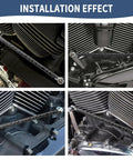 Adjustable Shift Linkage Rod For 1986 And Up Touring Softail Trike Ride Ready Fits Road King Road Glide Street Glide Electra Glide FXLRS Fat Boy Breakout Night Train Blue installed on Harley engine