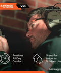 Man wearing VS3 Anti Fog Safety Glasses With Clear Or Tinted Lenses, Pink Frame, shooting range, ANSI Z87 Plus OSHA compliant