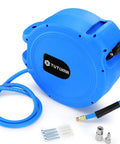 Grab This Heavy Duty Retractable Air Hose Reel With 50 Feet Of 3 8 Inch Hose Perfect For Air Compressors Features Wall Mount Swivel Bracket And Slow Return Safety System Rated For 300 Psi Lightweight Build