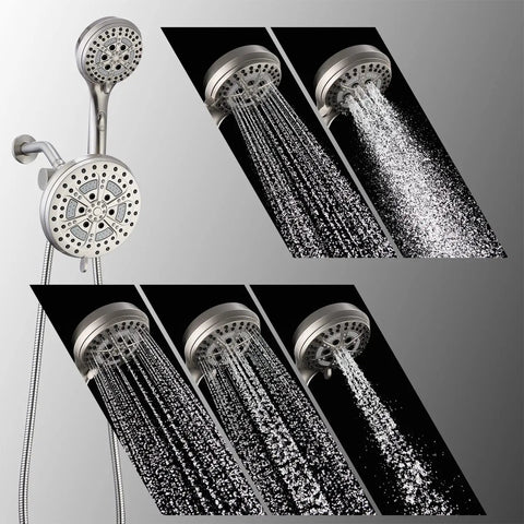 Dual Shower System With Handheld And Rain Head, High Pressure 2 In 1 Shower Kit, 5 Setting Modes Like Power Rain Massage Mist