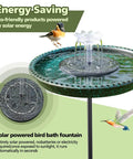 Solar Powered Bird Bath Fountain With Lotus Flower Nozzle And Five Prong Stake Base For Outdoor Patio Garden Yard Decor