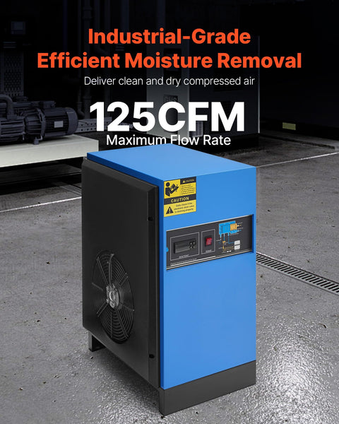 Heavy Duty Refrigerated Air Dryer 125 CFM For 20HP 25HP And 30HP Compressors 110 120V with control panel