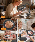 Pro Grade LED Magnifier With Light And Flexible Gooseneck 30x 10x Dual Zoom Five Color Modes used for crafts and hobbies
