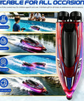 LED Light RC Boat With Dual Brushless Motors, 2 Batteries, 25 KMH Dope Fast Remote Control Racer For Kids And Adults, pool use