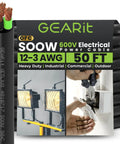 50 Ft SOOW Portable Power Cable Built Tough 12 Gauge 3 Conductor 12 AWG Heavy Duty Rubber Cord for industrial outdoor use