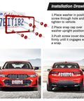 Stainless Steel 4 Hole License Plate Frames For US Vehicles Red With Screws Washers And Caps Heavy Duty Car Exterior Accessory Rust Resistant 1.2mm Thick Powder Coated Finish installation